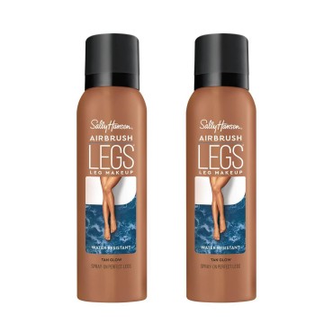 Sally Hansen Airbrush Legs, Leg Spray-On Makeup, Tan Glow 4.4 Oz, Pack of 2
