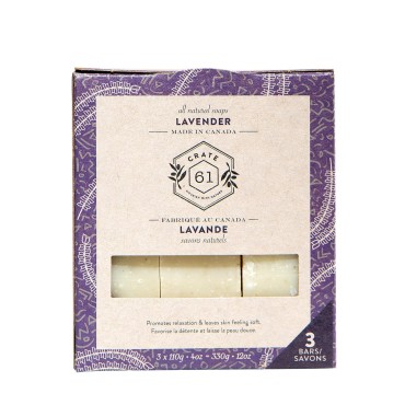 Crate 61, Handmade Vegan Natural Bar Soap Cold Pressed For Face And Body, With Premium Essential Oils, Eucalyptus & Peppermint For Men And Women 3 Pack (Lavender)