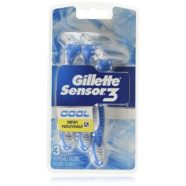 Gillette Sensor 3 Mens Cool Razor Disposable, 3cou...