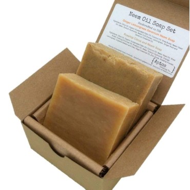 Aptos Trading Company Neem Soap Set (2 Full Size Bars) - Ginger Lemongrass Geranium, Rosehip Citrus - Great for DRY / SENSITIVE Skin - Handmade in USA with ALL Natural, Non-GMO Ingredients