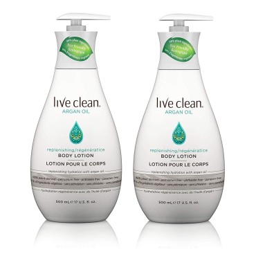 Live Clean Argan Oil Replenishing Body Lotion, 17 oz. Each Bottle (2 pack)