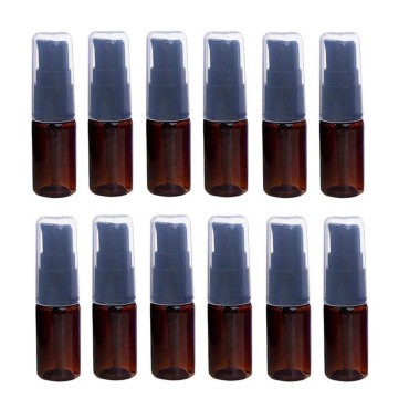 12PCS 10ML 0.3OZ Brown Empty Plastic Lotion Pump B...