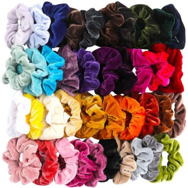 40 Pcs Hair Scrunchies Velvet Elastic Hair Bands S...