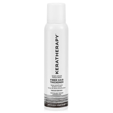 Keratherapy Keratin Infused Perfect Match Fiber Hair Thickener Spray, Medium Brown, 4 fl. oz., 140 ml - Volumizing, Thickening, & Concealing Hairspray for Scalp Coverage, Roots & Thinning Areas