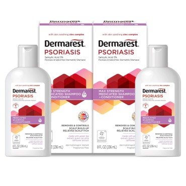 Dermarest Medicated Shampoo Plus Conditioner for Psoriasis, 8 fl oz (2 Pack)
