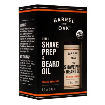 Barrel and Oak - Organic Shave Prep & Beard Oil, 2...