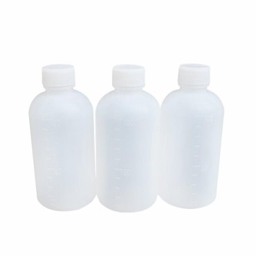 3PCS 100ML 3.4OZ White Empty Plastic Bottles with Screw Cap and Scale Solution Pills Potion Tablet Storage Holder Sealed Jar Refillable Durable Container Pot for Laboratory Household