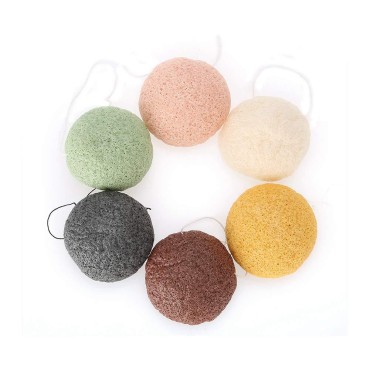 6pcs/Set Konjac Sponge, 100% Pure Naturally Cleaning Puff Konjac Sponges Tool Wet/Dry Skin Massage Tools to effortlessly Cleanse & Soften Delicate Skin, Effective deep Pore