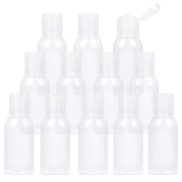 TrendBox 12 Pack Plastic Empty Bottles with Flip Cap for Shampoo, Lotions, Liquid Body Soap, Cream (1 oz / 30 ml)