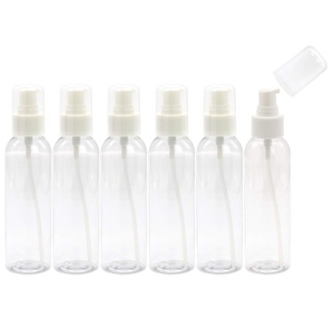 TrendBox 6 Pack Plastic Empty Bottles with Duckbill Pump Cap for Shampoo, Lotions, Liquid Body Soap, Cream (4 oz / 120 ml)