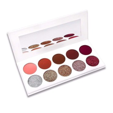 Zelia Milan Professional Top Sparkle Pressed Glitter and Matte10 Color Pop Eyeshadow Palette - Waterproof - Highly Pigmented - Cruelty free Makeup Shadows in a Shiny Vegan Palette