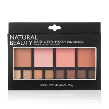 Women's Cosmetics NATURAL BEAUTY Blush and Eyeshadow Palette - 12 Shades Shimmer and Matte Finishes