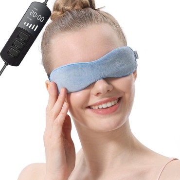 Aroma Season Professional Heated Eye Mask with Flaxseed Graphene FIR, Warm Eye Compress for Dry Eye Syndrome, Chalazion, Stye, MGD and Blepharitis, Steam Moist to Unclog Glands (Blue)