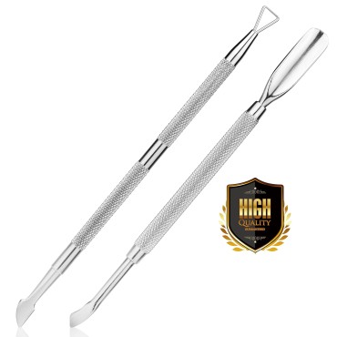 2PCS Cuticle Pusher and Cutter Set, Triangle Cuticle Nail Pusher Peeler Scraper, Professional Grade Stainless Steel Cuticle Remover, Durable Pedicure Manicure Tools for Fingernails Toenails by NANTuYo