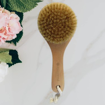 Dry Brushing Skin Brush with Short Handle, Exfoliates for Softer Smoother Skin