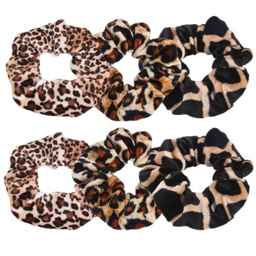 Pinksee 6pcs Leopard Print Hair Bands Set Scrunchy...
