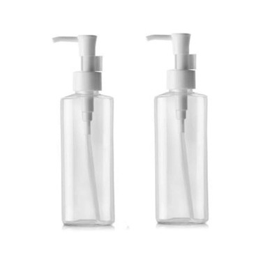 2PCS 150ML 5.1OZ Transparent Empty Plastic Press Bottle with White Pump Head Emulsion Shower Gel Shampoo Cleansing Oil Storage Holder Refillable Cosmetic Container Jar Pot for Travel Daily Life