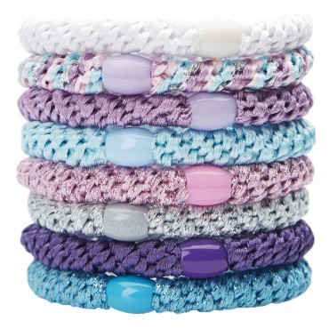 L. Erickson Grab & Go Ponytail Holders, Purple Daze, Set of Eight - Exceptionally Secure with Gentle Hold