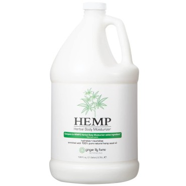 Ginger Lily Farms Botanicals HEMP Herbal Body Moisturizer for Dry Skin, Enriched with Pure Hemp Seed Oil, 100% Vegan & Cruelty-Free, Fruity Floral Scent, 1 Gallon (128 fl. oz.) Refill