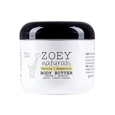 Absolutely Natural Zoey Naturals Vanilla Grapefruit Body Butter 4oz with Nourishing Shea Butter and Coconut Oil Paraben Free Vegan Made in USA