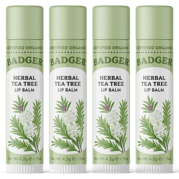 Badger - Herbal Lip Balm, Tea Tree & Lemon, Certif...