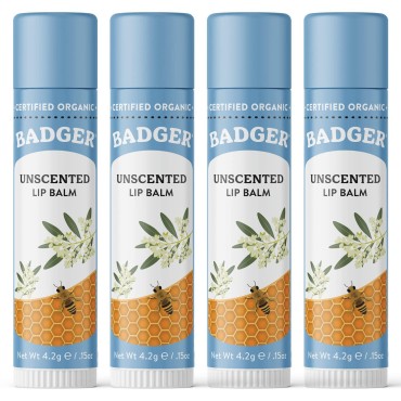 Badger - Classic Lip Balm, Unscented, Made with Or...