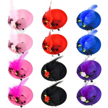 12 Pieces Mini Hat Clips Tea Party Hats for Girls ...