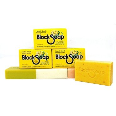 BLOCKSOAP FOR MIND & BODY Honeysuckle Artisan Bar Soap 3-Pack with Sea Salt, Olive Oil, Coconut Oil and Shea Butter (4.5oz)