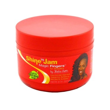 Ampro Shine-n-Jam Magic Fingers Gel for Braids - Provides Firm Hold with Non-Greasy Shine - Strengthens Hair with Silk Proteins - Works on Any Hair Texture to Create Multiple Styles - 8 oz