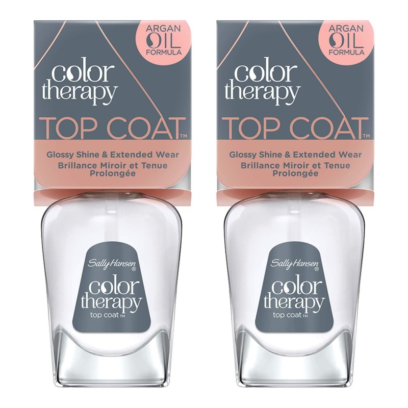 Sally Hansen Color Therapy Nail Polish, Top Coat, 0.5 Ounce, Long-lasting Nail Polish With Gel Shine and Nourishing Care, Pack of 2
