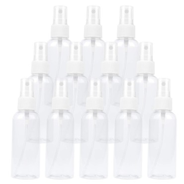 TRENDBOX 12 Pack Empty Transparent Plastic Fine Mist Spray Bottle 60 ml (2 oz)