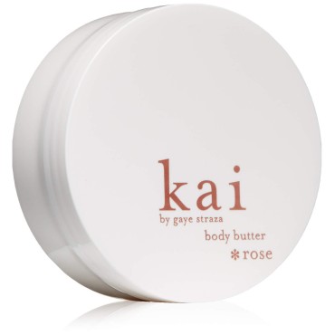 kai Body Butter Rose, 6.4 oz., shea butter, apricot oil, cucumber, scented with the delicously, fresh + clean signature fragrance, layered with rose absolute, vegan, cruelty free, made in the usa