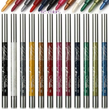 KAIQIKAIXI Waterproof Eyeliner, 12 Color Eyeliner, Eye Shadow Pencil, Eyebrow Pencil, Lip Liner, Multifunctional Color Painting Cosmetic Tool. (12Pcs)