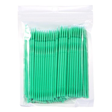 Salmue 4 Colors Available 100PCS/Bag Disposable Micro Applicator Brushes, Women Eyelash Extension Brushes for Makeup Brushes, Extension Mascara Brush Eyelash Glue Cleaning Stick, (2.5mm)(green)