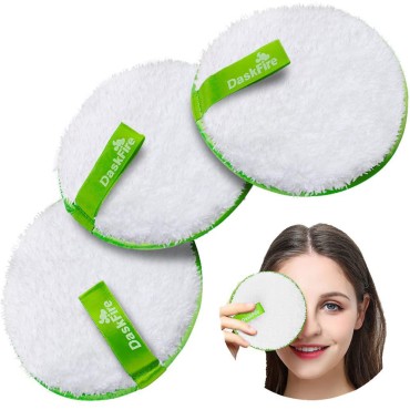 DaskFire Reusable Makeup Remover Pads, Facial Make Up Removal Wipes, Washable Face Cleaning Cloths, Hypoallergenic for Mascara, Eye Shadow, Lipstick, Foundation -3 pcs, 4.5