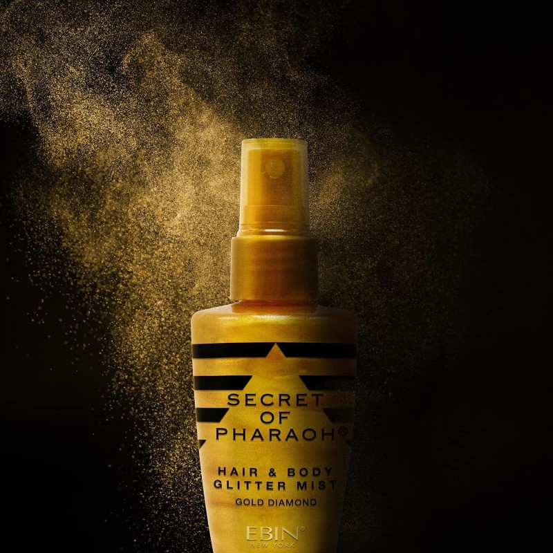 EBIN NEW YORK Secret of Pharaoh Hair & Body Glitter Mist Spray, Easy to Apply, Hydrating, Cruelty-Free, Gifts for Girls, Boys, Men - Gold, 2.37 fl oz