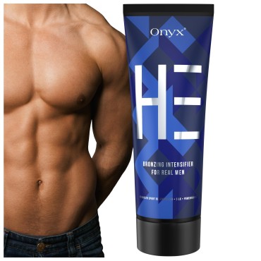 Onyx HE Tanning Lotion for Men - Indoor Tanning Accelerator with Bronzer - Mens Tanning Lotion for Quick & Dark Tan - Bronzing Lotion with Skin Firming, Muscle Bronzing Complex, & Moisturizing Formula
