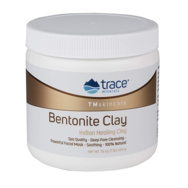 Trace Minerals | TMSkinCare Bentonite Clay | Indian Clay | Provides Minerals for All Types of Skins | 16.0 Ounce