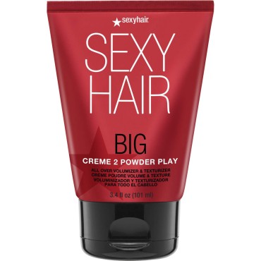 SexyHair Big Creme 2 Powder Play All Over Volumizer and Texturizer, 3.4 Oz | Up to 100% More Volume | Creme to Powder Formula | All Hair Types