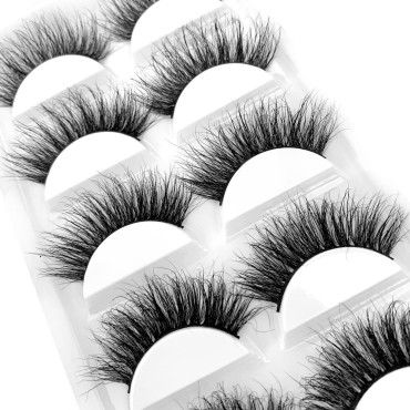 Real Mink Lashes Pack Natural Fluffy Wispy Dramatic 3D Mink Eyelashes Set 5 Pairs A11-5