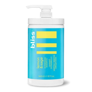 BLISS Lemon & Sage Supershine Shampoo- Deep Cleans and Detangles-Gentle on the scalp-For all Hair Types -Clean - Vegan & Cruelty-Free- 32 Fl OZ
