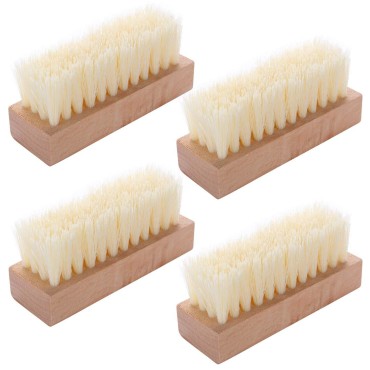 4 Pack Wooden Nail Brush, Non-Slip Fingernail Hand Scrub Brush Cleaning Nail Brush for Nails and Toes