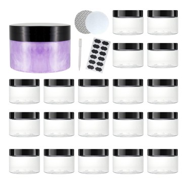 20 Pack 4 OZ Clear Plastic Slime Jars With Lids, A...