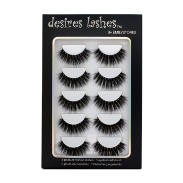 DESIRES LASHES By EMILYSTORES Natural Eyelashes 3D Faux-Mink Lashes Multipack 5Pairs, Texture