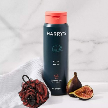 Harry's Fig Body Wash 16oz Bundle With Bath Pouf