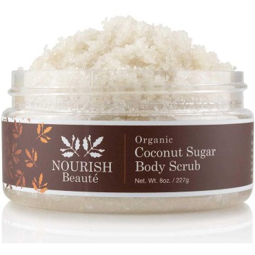 Nourish Beaute Organic Sugar Body Scrub for Exfoliation and Cellulite, Hydrates and Moisturizes Skin While Improving Skin Tone and Texture, 8 oz, Coconut
