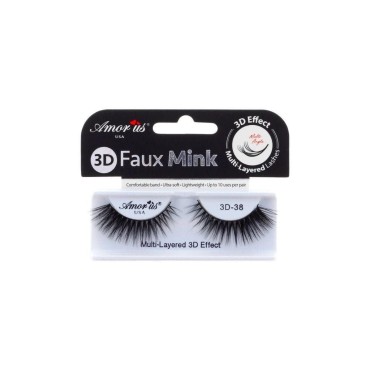 Amorus 3D Hand made Faux Mink Black Lashes #38 Nat...