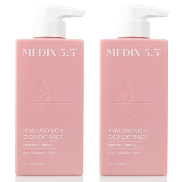Medix 5.5 Hyaluronic Acid + Vitamin E Cream Body Lotion For Women | Hydrating Dry Skin Firming Lotion Minimizes Look Of Wrinkles, Stretch Marks, Cellulite, & Crepey Skin | Skin Care Products | 2-Pack