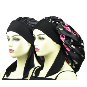 Satin Hair Bonnets for Braids Long Hair Cover Women Silk Bonnet Sleeping Night Caps XL Large Girls Satin Sleep Shower Cap