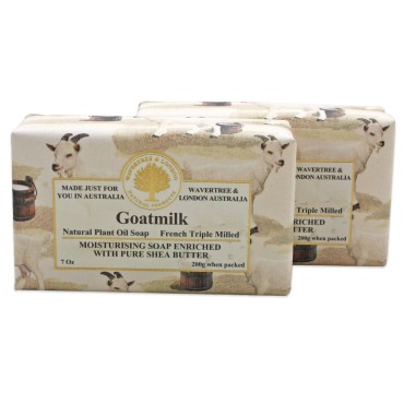 Wavertree & London Goatmilk (2 Bars), 7oz Moisturizing Natural Soap Bar, French -Milled and enriched with Shea Butter